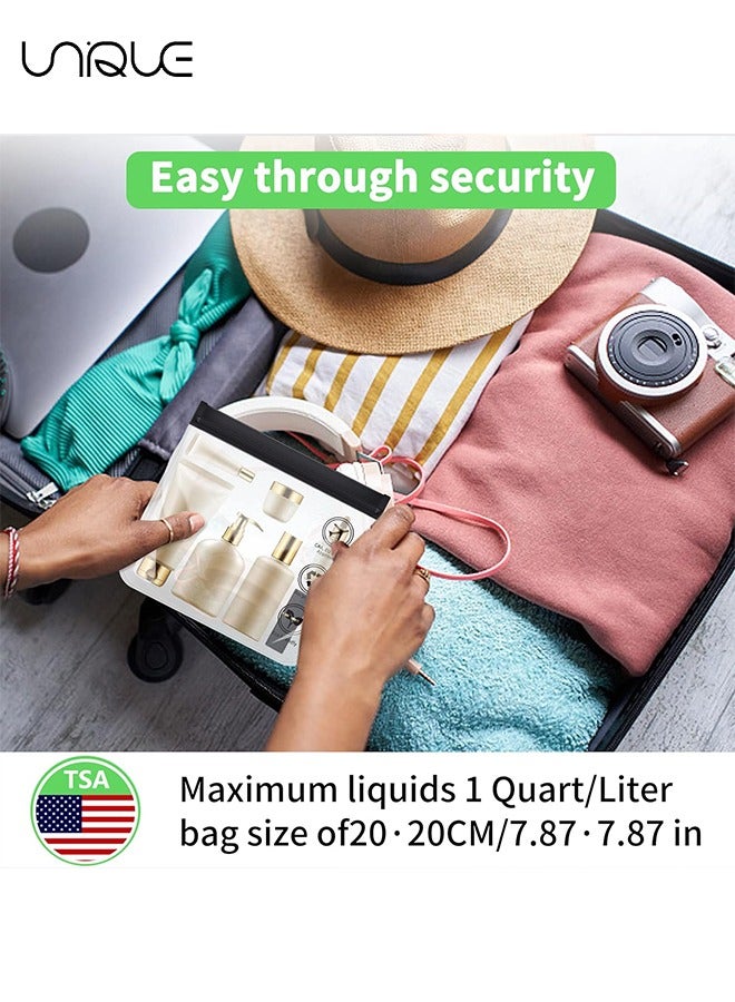 Unique 4PCS Toiletry Bags, TSA Approved Compliant Quart Size Zipper Bags, Triple-sealed Seam Leakproof Clear Cosmetic Bag for Liquids & Makeup, Portable Travel Size Toiletries Bags, Durable and Reusable - Image 5