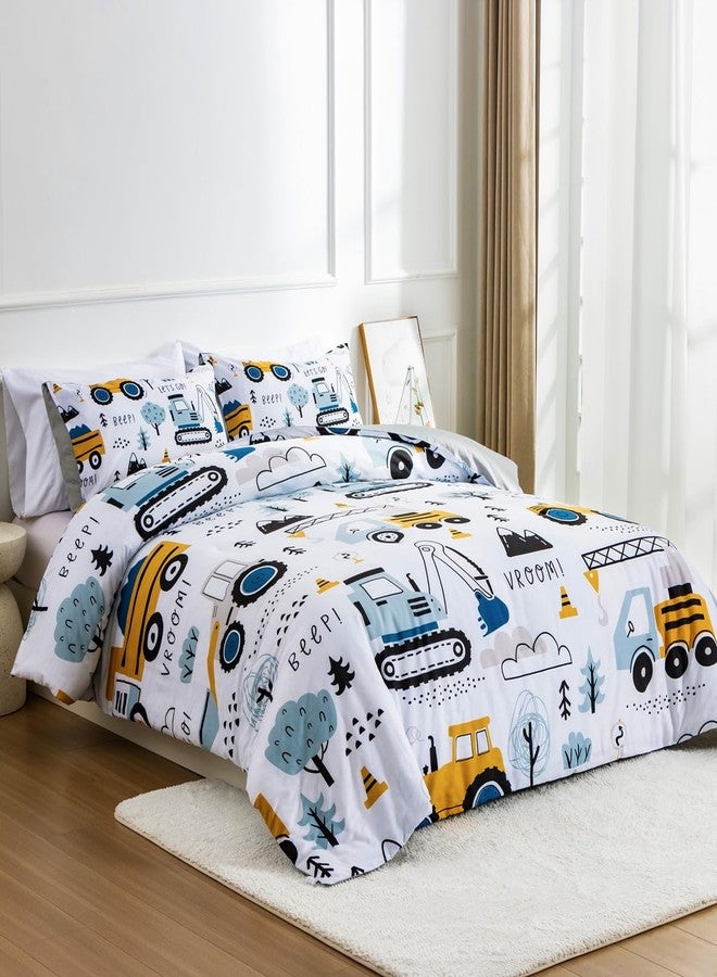 NTBED Construction Truck Twin Comforter Set for Boys Kids Forest Vehicles Excavator Lightweight Microfiber Bedding Sets - Image 3