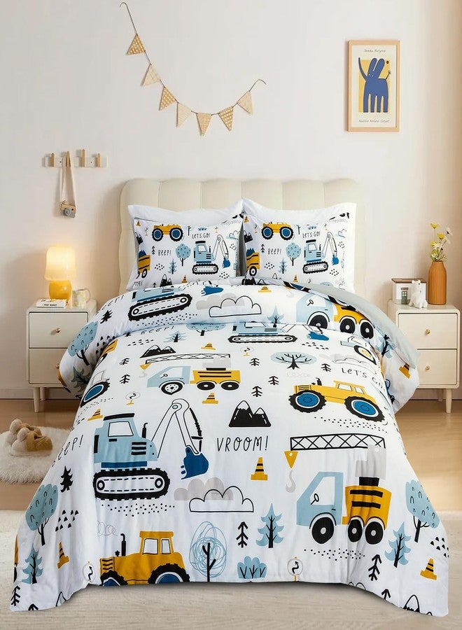 NTBED Construction Truck Twin Comforter Set for Boys Kids Forest Vehicles Excavator Lightweight Microfiber Bedding Sets - Image 2
