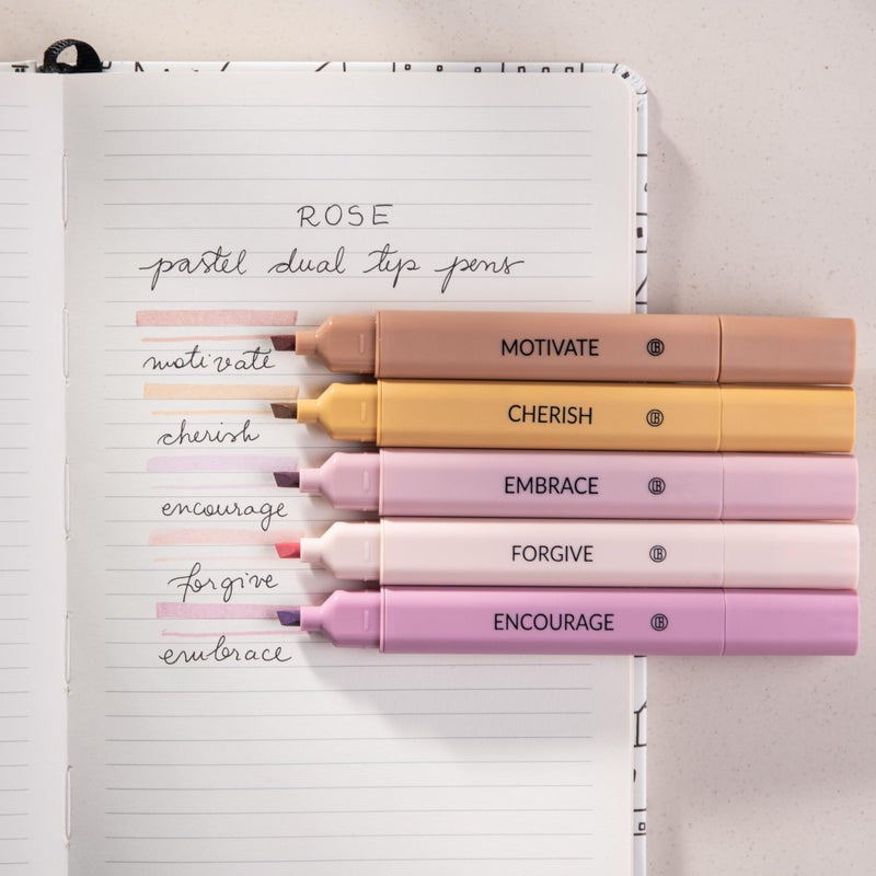 DIVERSEBEE Bible Highlighters Assorted Colors, 5 Pack No Bleed Dual Tip Aesthetic Pastel Highlighter Pens for Journaling, Note Taking, School, Bible Study Supplies and Accessories (Rose) - Image 5