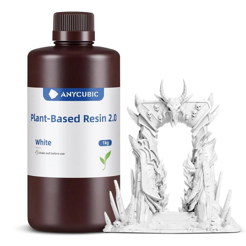 3idea Plant-Based 3D Printer Resin 2.0, 405nm Plant-Based Rapid Resin 2.0, Low Odor, Photopolymer Resin for LCD 3D Printing,1kg White - Image 1