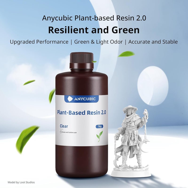 3idea Plant-Based 3D Printer Resin 2.0, 405nm Plant-Based Rapid Resin 2.0, Low Odor, Photopolymer Resin for LCD 3D Printing,1kg White - Image 2