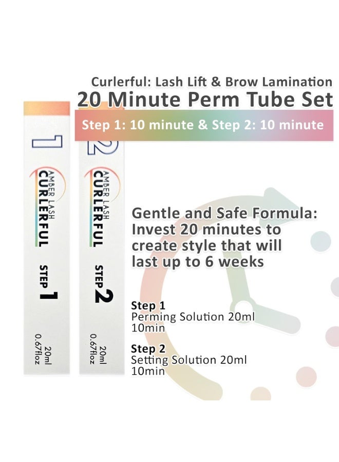 Amber Lash Amber Lash Curlerful, Eyelash Lift and Brow Lamination Tube Set, For Professional Lash Perm and Brow Perm, Step 1 & Step 2, 20 ml / 0.67 floz each - Image 2
