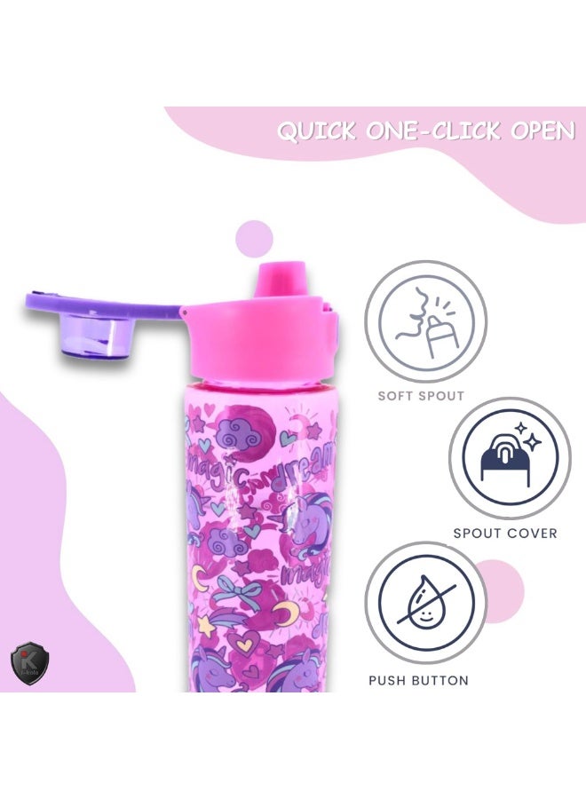 i-kola PINK 700 ML Kids Water Bottle for School | BPA-Free Plastic Water Bottle for Boys & Girls | Leakproof, Unbreakable, Easy to Drink, Quick Open Lock | water bottle (TS-9200 B 4) - Image 4