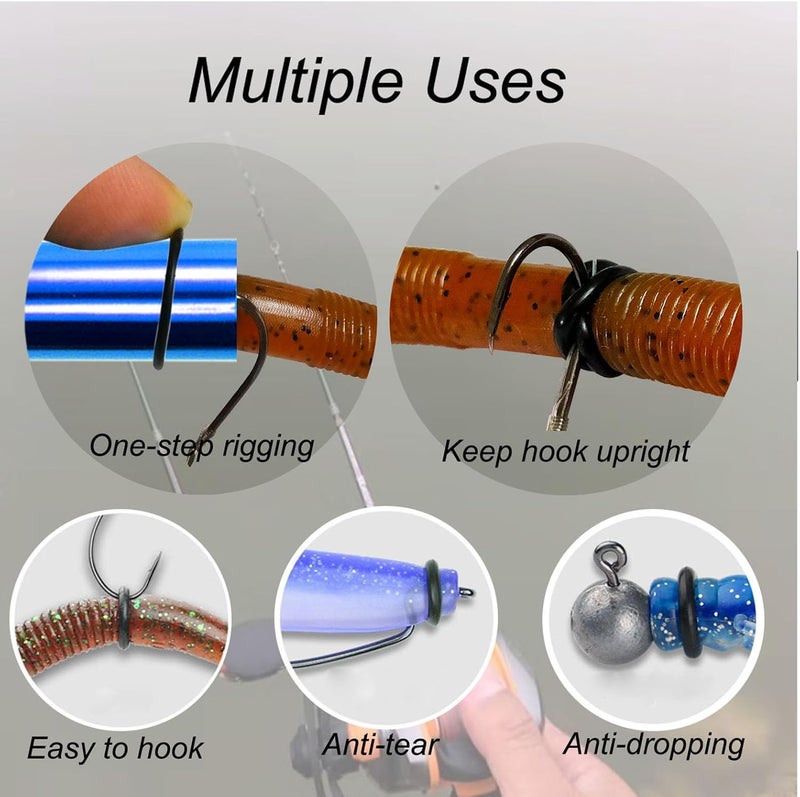 LAIBOREC Wacky Rigging Tool, Fishing Bait Rigs, Wacky Rig Ring Tool with 70PCS Worm O-Rings, Wacky Worm Kit for Senko Neko Finesse Stick Soft Baits - Image 2