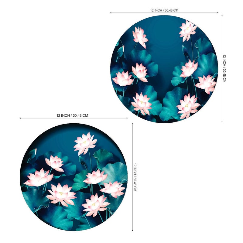 SAF SAF paintings Round Shape Lotus Flower MDF Wall Painting for Living Room 12X12 inch LRB28-L2  - Image 2