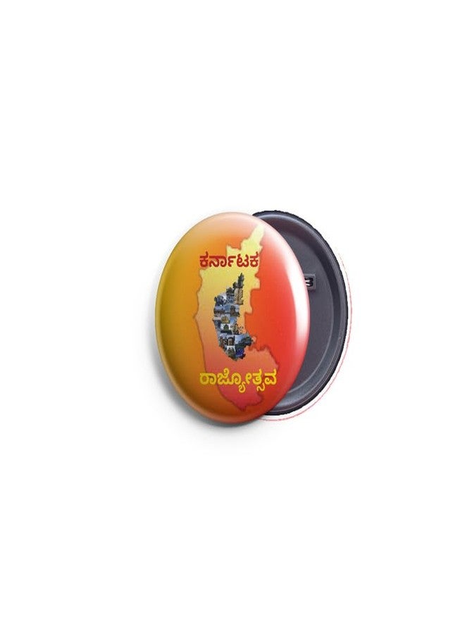 AVI 58mm Regular Size Metal Badge Multicolor Kannada Rajyotsava Maps R8002850N - Image 1