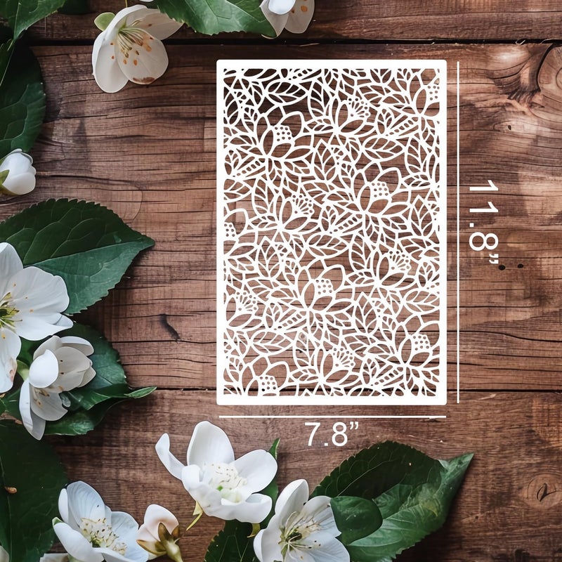 SUNVERSE Stencils for Crafts Reusable Texture Stencils Floral Stencil Leaf Tree Templates for Painting on Wood Furniture Card Canvas Paper Scrapbook - Image 2
