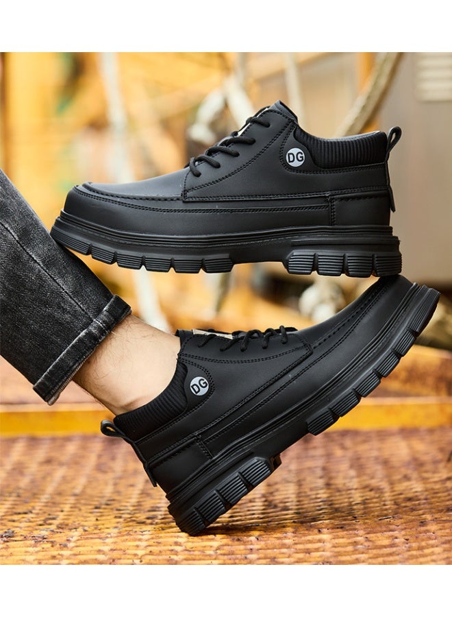 DG Men Leather Casual Shoes Outdoor Thick Sole Men Work Boots Comfortable Walking Sports Shoes for Men Designer Anti-Slip Men Shoes - Image 2