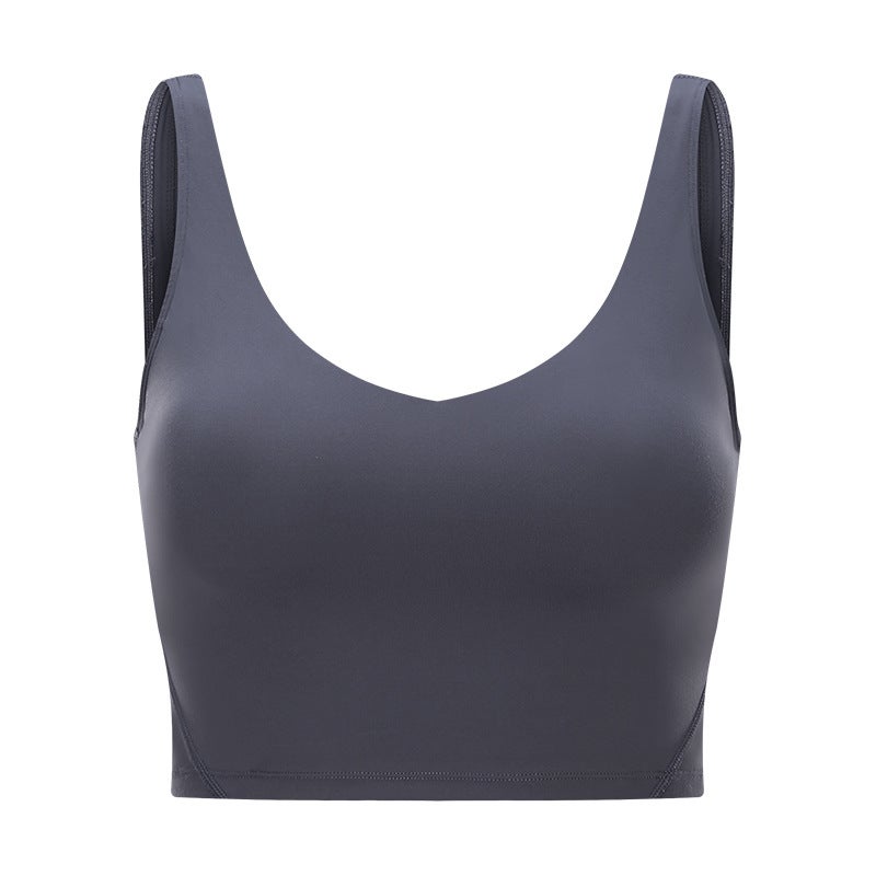 Generic New Backless Sports Bra High Support Yoga Fitness Vest S2054 Shallow lotus ash 
