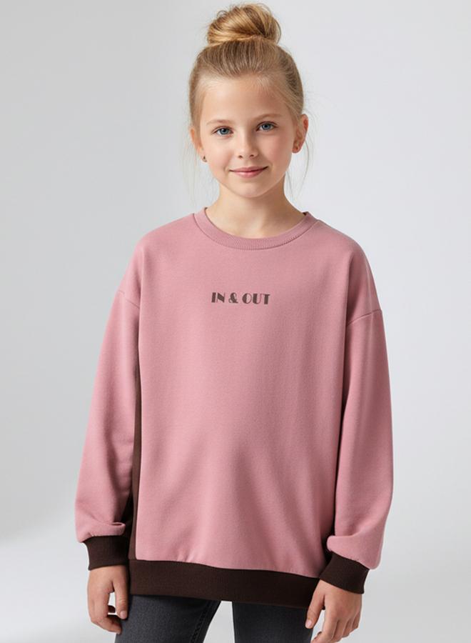 Take Two Girls Pink Round Neck Long Sleeve Sweatshirt - Image 1