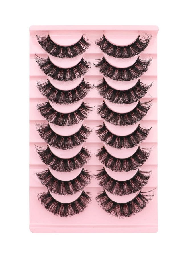 Veleasha - False Eyelashes Russian Strip Lashes D Curl Fluffy Lashes Look Like Eyelash Extension 20Mm Fake Eyelashes 8 Pairs Eye Lashes Pack ; Y51 D - Image 1