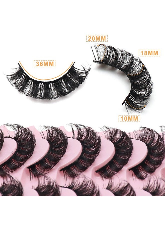 Veleasha - False Eyelashes Russian Strip Lashes D Curl Fluffy Lashes Look Like Eyelash Extension 20Mm Fake Eyelashes 8 Pairs Eye Lashes Pack ; Y51 D - Image 1