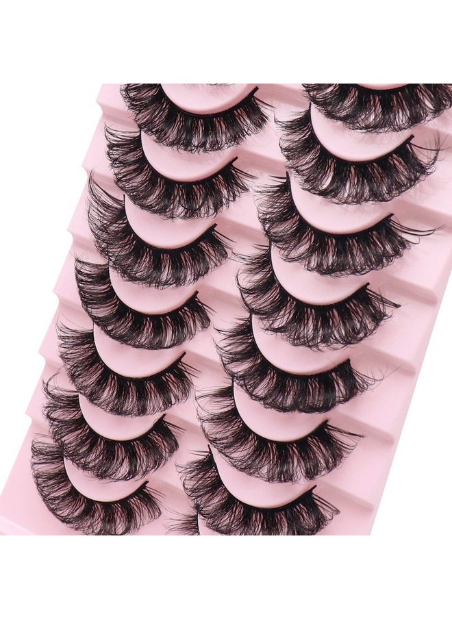 Veleasha - False Eyelashes Russian Strip Lashes D Curl Fluffy Lashes Look Like Eyelash Extension 20Mm Fake Eyelashes 8 Pairs Eye Lashes Pack ; Y51 D - Image 1