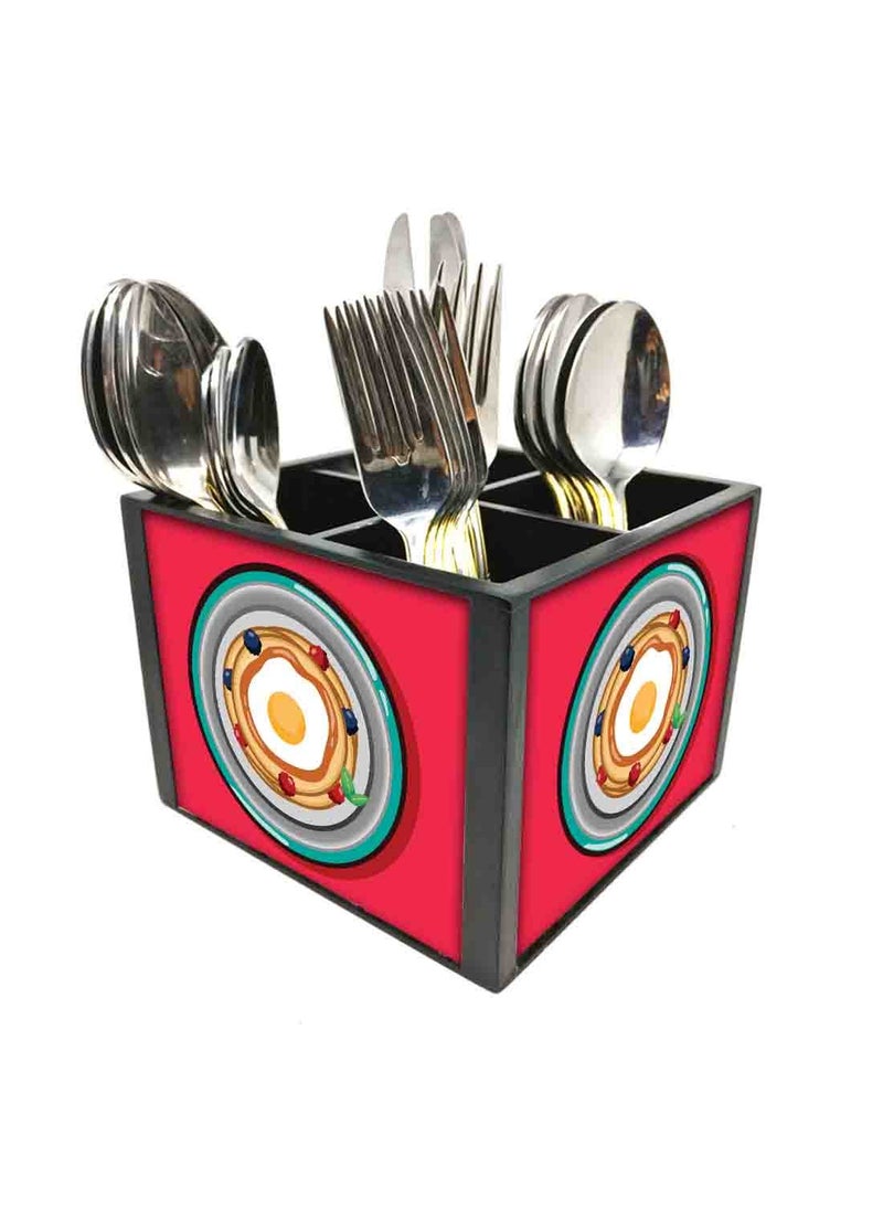 Nutcase Nutcase Designer Cutlery Stand Holder Silverware CaddySpoons Forks Knives Organizer for Dining Table kitchen W575 x H 425 x L55SPOONS NOT INCLUDED BreakFast Time Pink  - Image 3