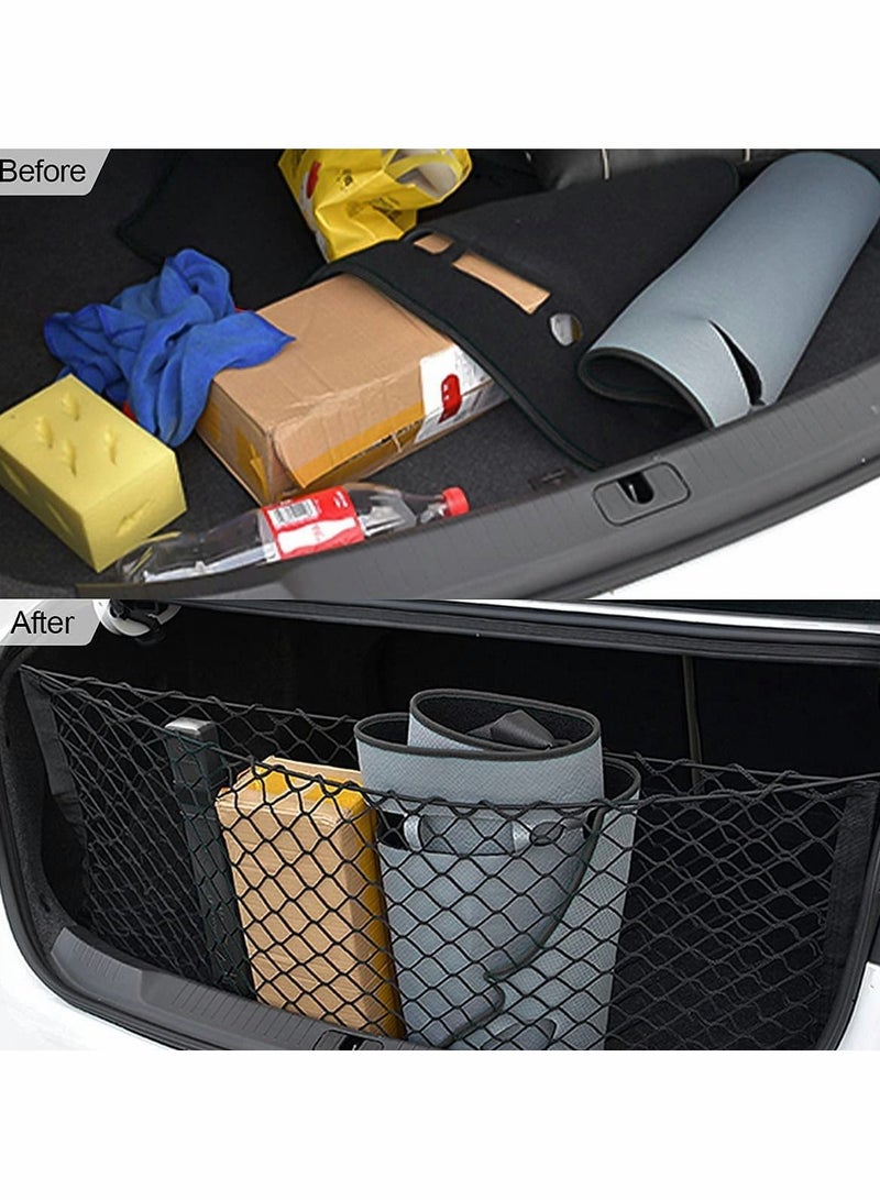 Excefore Rear Cargo Net Stretchable, Universal Adjustable Elastic Trunk Storage Organizer Compatible for SUVs, Cars and Truck, Double-Layer Nylon Mesh with Hooks - Image 3