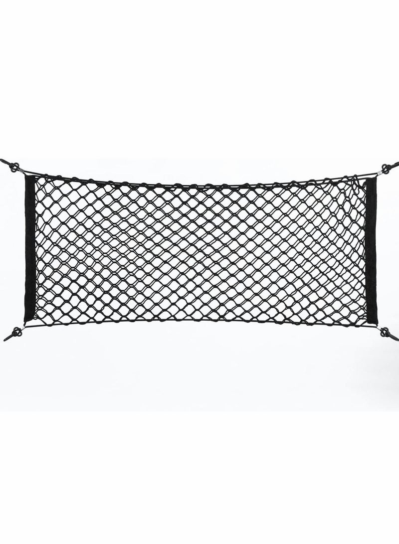 Excefore Rear Cargo Net Stretchable, Universal Adjustable Elastic Trunk Storage Organizer Compatible for SUVs, Cars and Truck, Double-Layer Nylon Mesh with Hooks - Image 1