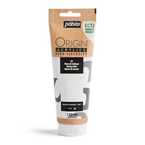 PEBEO Origin Ecodesigned Highviscosity Acrylic Paint High Pigment Concentration for Intense Color and Excellent Lightfastness 405 Fluid Ounces 120 ml Tube Mixing White - Image 1