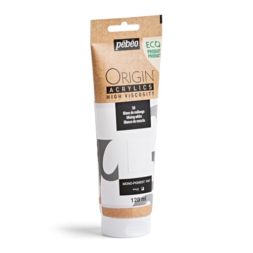 PEBEO Origin Ecodesigned Highviscosity Acrylic Paint High Pigment Concentration for Intense Color and Excellent Lightfastness 405 Fluid Ounces 120 ml Tube Mixing White - Image 3
