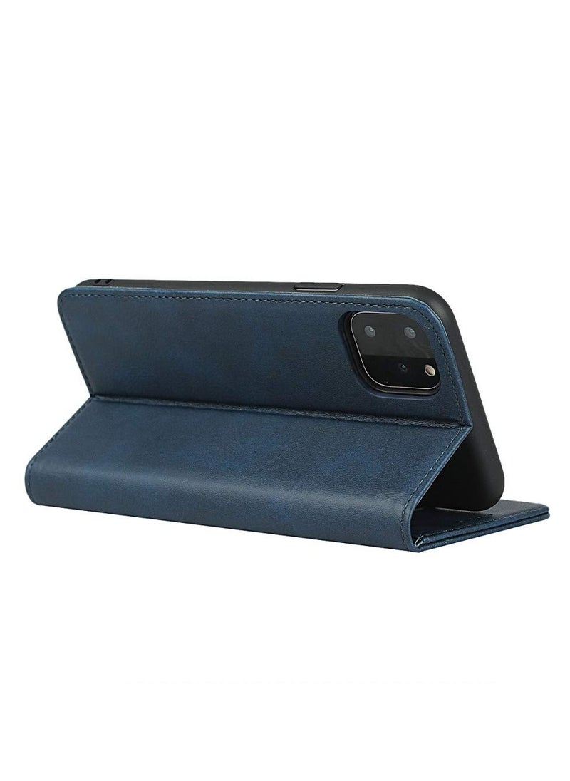 SYOSI - SYOSI iPhone 11 Pro Case, Cowhide Leather Flip Case with Kickstand Magnetic Closure Protective Cover with Card Slots Cash Compartment for iPhone 11 Pro (5.8 Inch, Navy Blue) - Image 1
