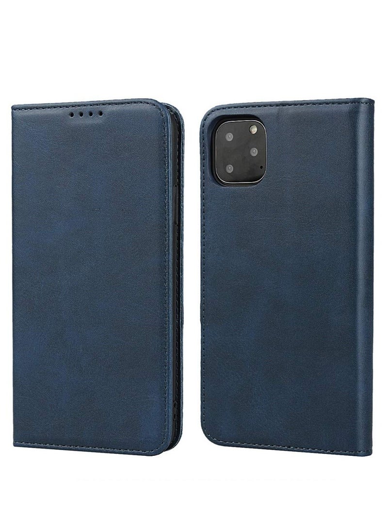 SYOSI - SYOSI iPhone 11 Pro Case, Cowhide Leather Flip Case with Kickstand Magnetic Closure Protective Cover with Card Slots Cash Compartment for iPhone 11 Pro (5.8 Inch, Navy Blue) - Image 1