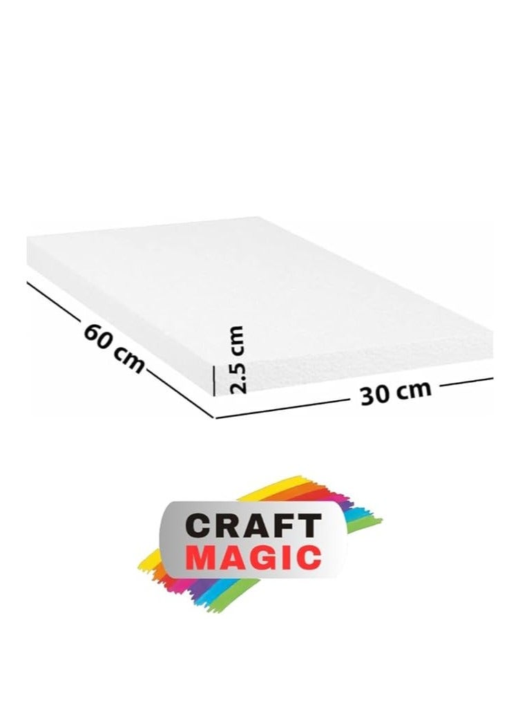 CRAFT MAGIC 2PCS Craft Foam Blocks 30x60x2.5cm Rectangle Polystyrene Thermocol Styrofoam Sheets for DIY Arts Crafts Sculpting Flower Arrangements School Office Home Use - Image 3