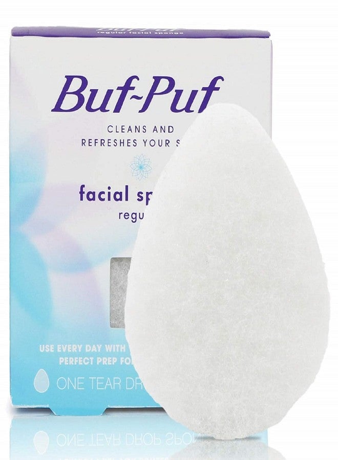 Buf-Puf Facial Sponge, Dermatologist Developed, Removes Deep Down Dirt & Makeup That Causes Breakouts and Blackheads, Reusable, Exfoliating, White, 1 Count - Image 1