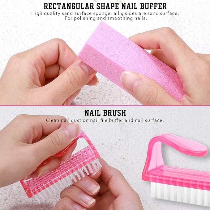 FANDAMEI Nail Buffers and Files FANDAMEI Manicure Tools Kit with 3PCS Nail File 2PCS Nail Buffer Rectangular Nail Buffer Block Cuticle Nippers Cuticle Pusher Cuticle Peeler Cuticle Oil and Nail Brush - Image 4