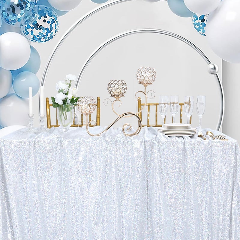 B.Cool B-COOL Seamless Sequin Table Cloth Laser Silver Glitter Design Table Cloth Wedding Overlay Birthday Party Tables Decoration 50x80 Inch - Image 5