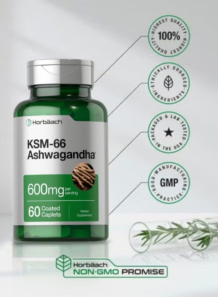 هرباخ كبسولات كيه إس إم-66 أشواغاندا 600 ملغ، 60 كبسولة مغلفة - Image 5