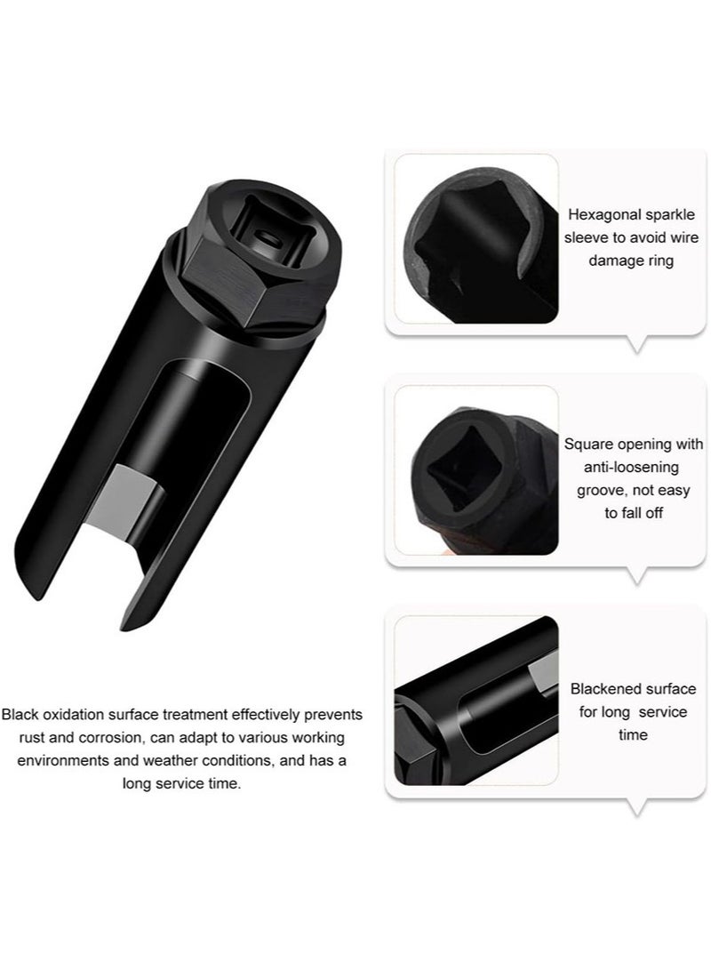 ايكانبو قطعتان من مقابس مستشعر الأكسجين مع فتحات أسلاك جانبية، فتحة كبيرة بالإضافة إلى مستشعر أكسجين بفتحة صغيرة، محرك 9.5 مم × 22 مم يناسب جميع المركبات، مقبس مستشعر الأكسجين المتحيز للإزالة والتركيب - Image 3