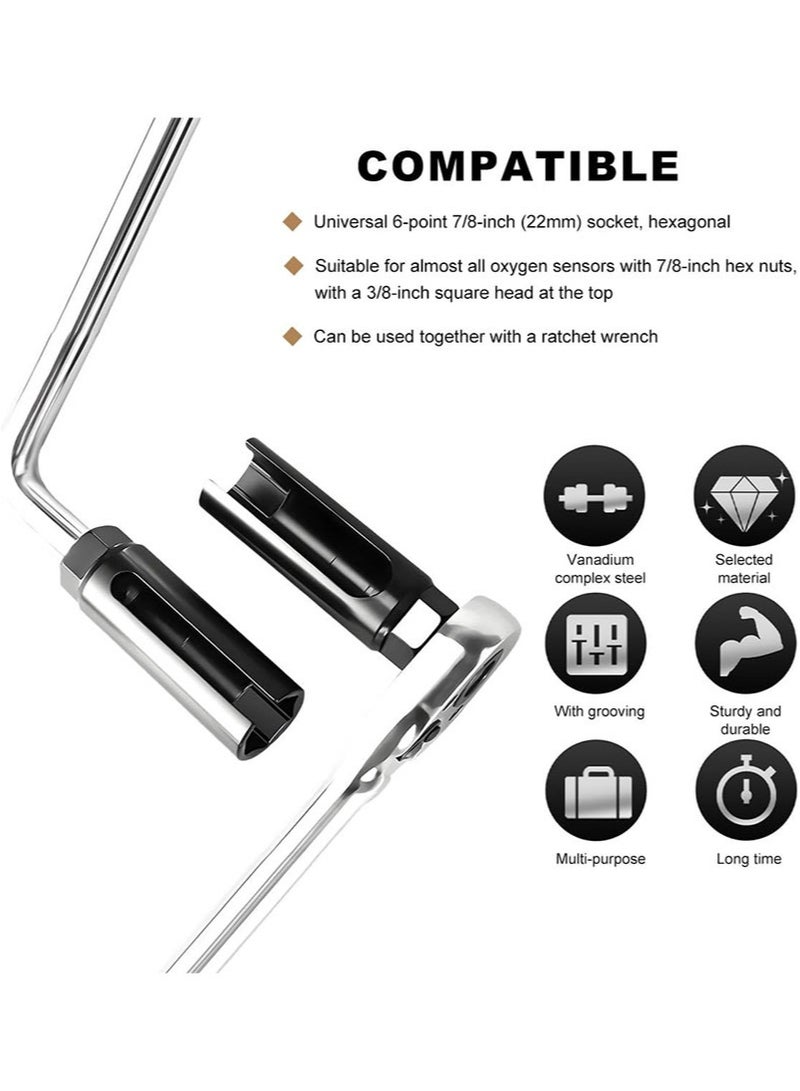 ايكانبو قطعتان من مقابس مستشعر الأكسجين مع فتحات أسلاك جانبية، فتحة كبيرة بالإضافة إلى مستشعر أكسجين بفتحة صغيرة، محرك 9.5 مم × 22 مم يناسب جميع المركبات، مقبس مستشعر الأكسجين المتحيز للإزالة والتركيب - Image 5