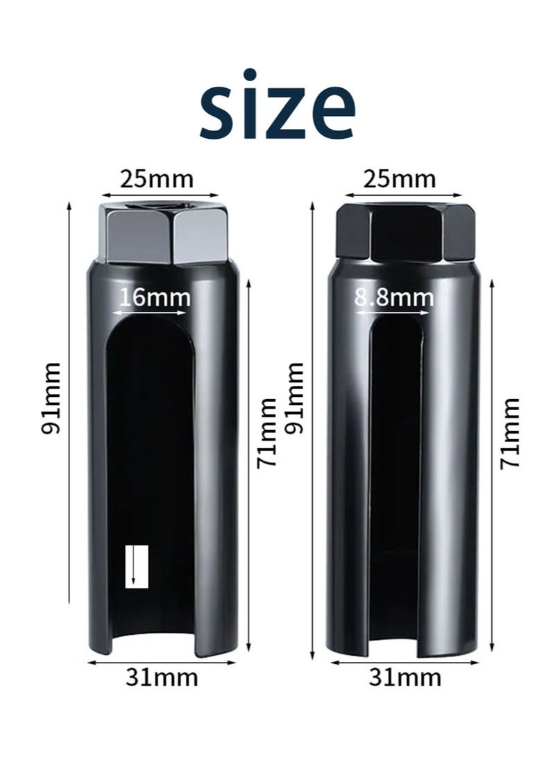 ايكانبو قطعتان من مقابس مستشعر الأكسجين مع فتحات أسلاك جانبية، فتحة كبيرة بالإضافة إلى مستشعر أكسجين بفتحة صغيرة، محرك 9.5 مم × 22 مم يناسب جميع المركبات، مقبس مستشعر الأكسجين المتحيز للإزالة والتركيب - Image 2