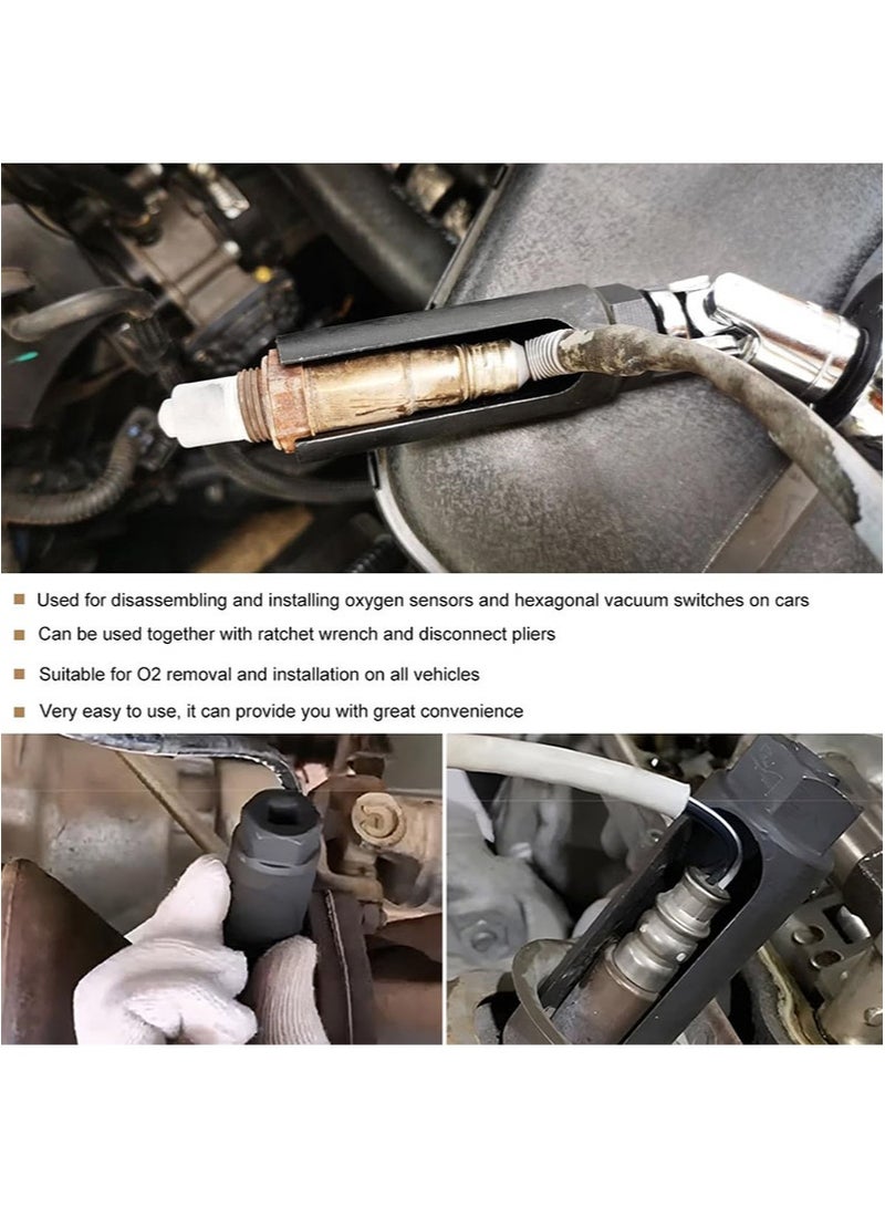 ايكانبو قطعتان من مقابس مستشعر الأكسجين مع فتحات أسلاك جانبية، فتحة كبيرة بالإضافة إلى مستشعر أكسجين بفتحة صغيرة، محرك 9.5 مم × 22 مم يناسب جميع المركبات، مقبس مستشعر الأكسجين المتحيز للإزالة والتركيب - Image 4