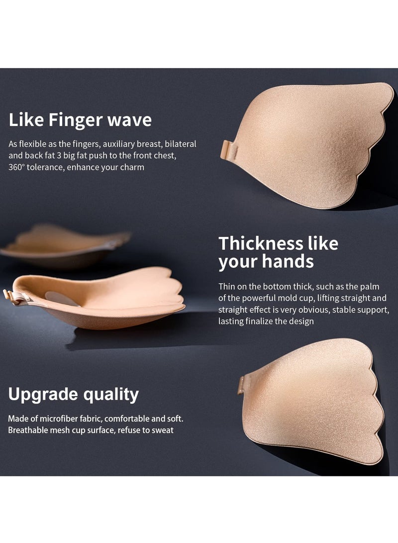 SUNSAR Women's 2Pack Push Up Sticky Bra, Adhesive Invisible Backless Strapless Bra Reusable Invisible Silicone Bras - Image 2