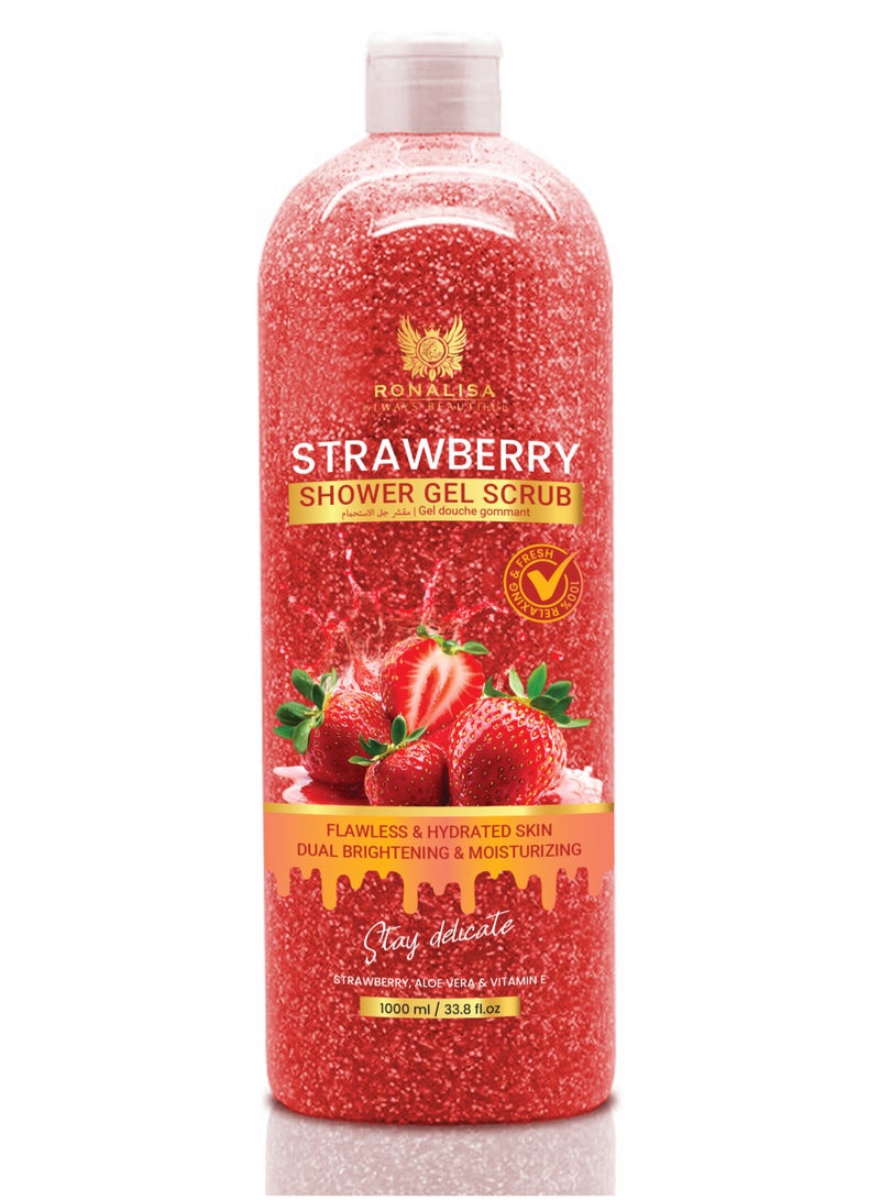 Ronalisa Strawberry Exfoliating Shower Gel Scrub with Aloe Vera & Vitamin E – [1000 ml] - Image 1