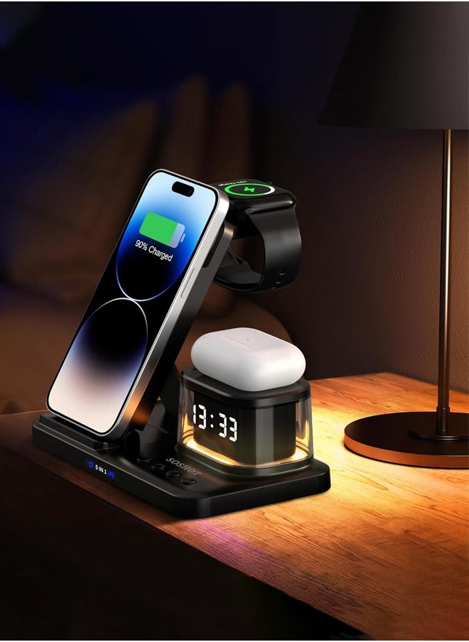 Joshberg 5 in 1 Wireless Charging Station,Foldable Fast Wireless Charger Stand for Apple, Fast Magnetic Wireless Charger Compatible with iPhone 15 14 13 12 Pro/Max/Plus, 5W for Apple Watch 9/8/7/6/5/4/3/2/SE/Ultra 2, AirPods 3/2/Pro,Black  - Image 4
