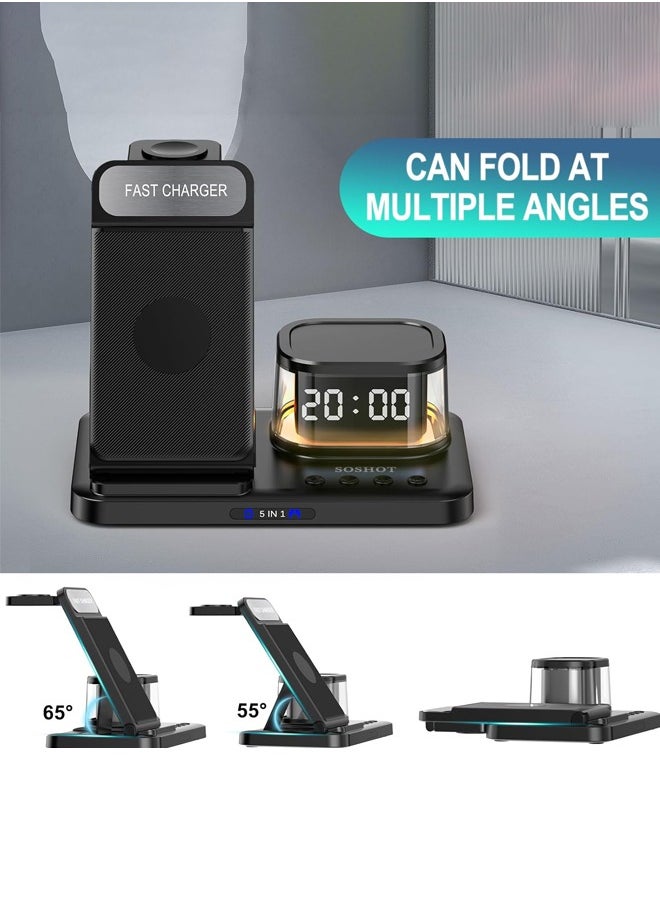 Joshberg 5 in 1 Wireless Charging Station,Foldable Fast Wireless Charger Stand for Apple, Fast Magnetic Wireless Charger Compatible with iPhone 15 14 13 12 Pro/Max/Plus, 5W for Apple Watch 9/8/7/6/5/4/3/2/SE/Ultra 2, AirPods 3/2/Pro,Black  - Image 5