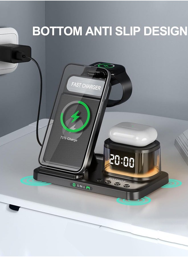 Joshberg 5 in 1 Wireless Charging Station,Foldable Fast Wireless Charger Stand for Apple, Fast Magnetic Wireless Charger Compatible with iPhone 15 14 13 12 Pro/Max/Plus, 5W for Apple Watch 9/8/7/6/5/4/3/2/SE/Ultra 2, AirPods 3/2/Pro,Black  - Image 3