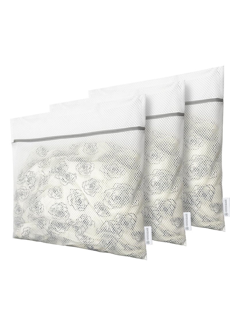KASTWAVE 3pcs Honeycomb Mesh Laundry Bags for Delicates with Zipper, Travel Storage Organize Bags, Wash Bags for Hosiery, Jacket, Coat, Blanket, Quilt, Sheet, Extra Strong - Image 1