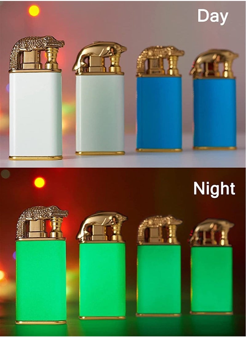 S-Color - Refillable Magic Windproof Dual Arc Double Flame Lighter Gold Crocodile（Without Gas） - Image 1