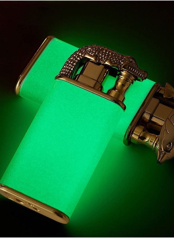 S-Color - Refillable Magic Windproof Dual Arc Double Flame Lighter Gold Crocodile（Without Gas） - Image 1