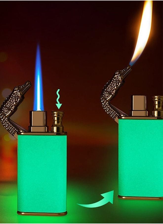 S-Color - Refillable Magic Windproof Dual Arc Double Flame Lighter Gold Crocodile（Without Gas） - Image 1