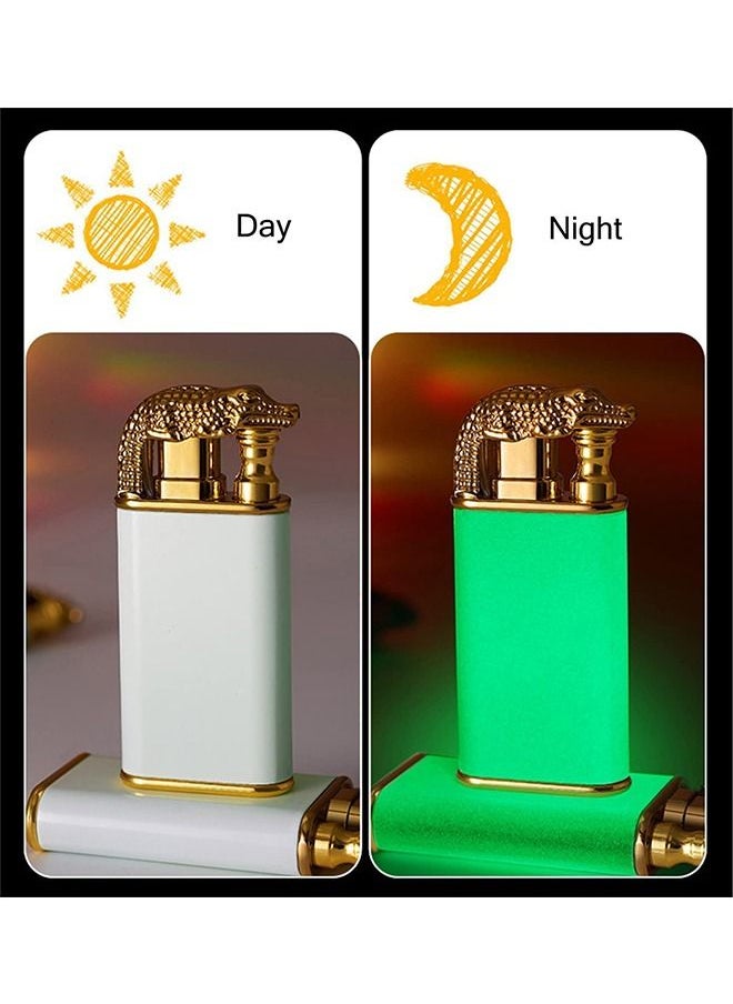 S-Color - Refillable Magic Windproof Dual Arc Double Flame Lighter Gold Crocodile（Without Gas） - Image 1