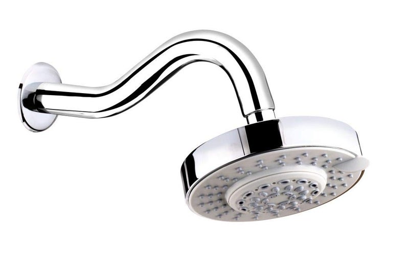 NEW WARE Fancy Overhead Shower Complete Set with 6 Different Flow Options and 18 Inch S Type Shower Arm for Bathroom Chrome Finish