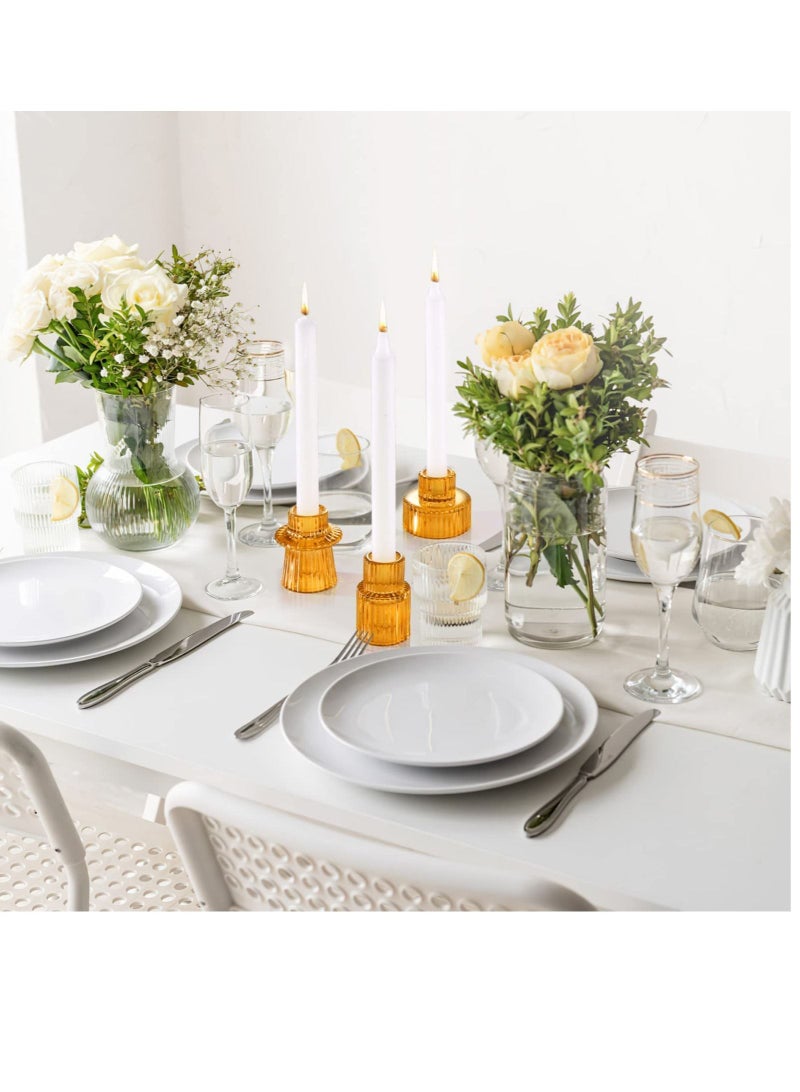 SYOSI Tea light Candle Holder 2-in-1 Candlestick - Pink Crystal Glass Decorative Candleholder for Taper/Tea light Candles, Home Decor Dinning Table Centerpiece for Wedding Party, Set of 3 - Image 5