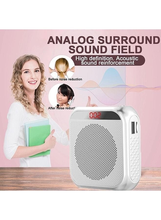 ET-LIFE Mini Voice Amplifier with Wired Microphone Headset, Loudspeaker for Teachers, Tour Guides/Coaches Metting/Yoga/Fitness, S17_2 White - Image 2
