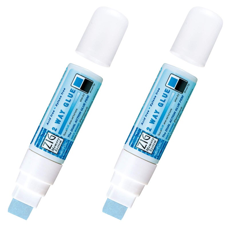 Zig Kuretake Zig 2Way Glue Pen, 15mm Board Tip 2pcs Set, Quick Dry Liquid Stick Marker, for Artists, Crafting, Scrapbooking, Gift Card, Calligraphy, Made in Japan - Image 3