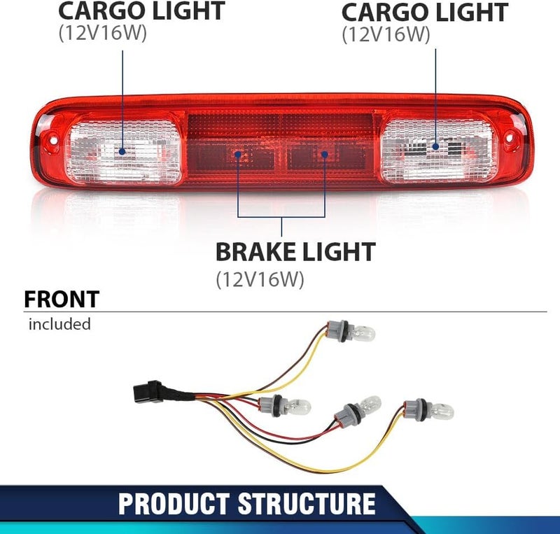 PIT66 High Mount 3rd Brake Light Compatible with 1999-2006 Chevy Silverado GMC Sierra 1500 2500 3500 & HD/Fit 2007 Silverado Sierra 1500 2500 3500 & HD Classic Models - Image 2