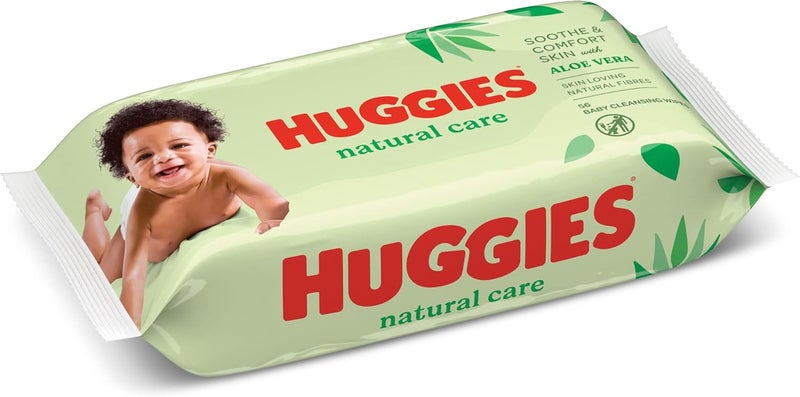 Huggies Natural Baby Wipes, Aloe Vera Wipes, 1 Pack x 56 Wipes - Image 2